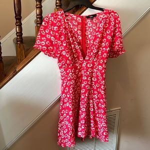 Lulu's Floral Red & White Garden Explorer Mini Dress